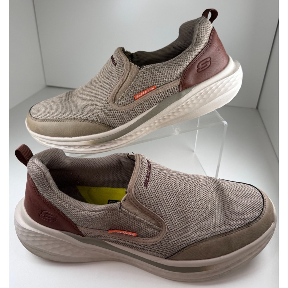 Skechers Men's Slade Lucan Casual Slip On Sneakers Khaki Brown Laceless Size 12